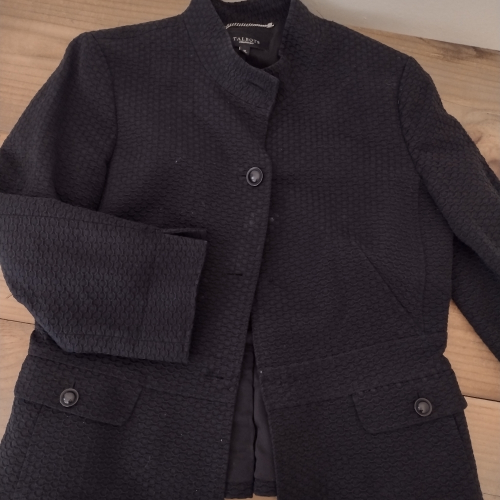 Talbots Black Button Front Jacket Size 10 - image 2